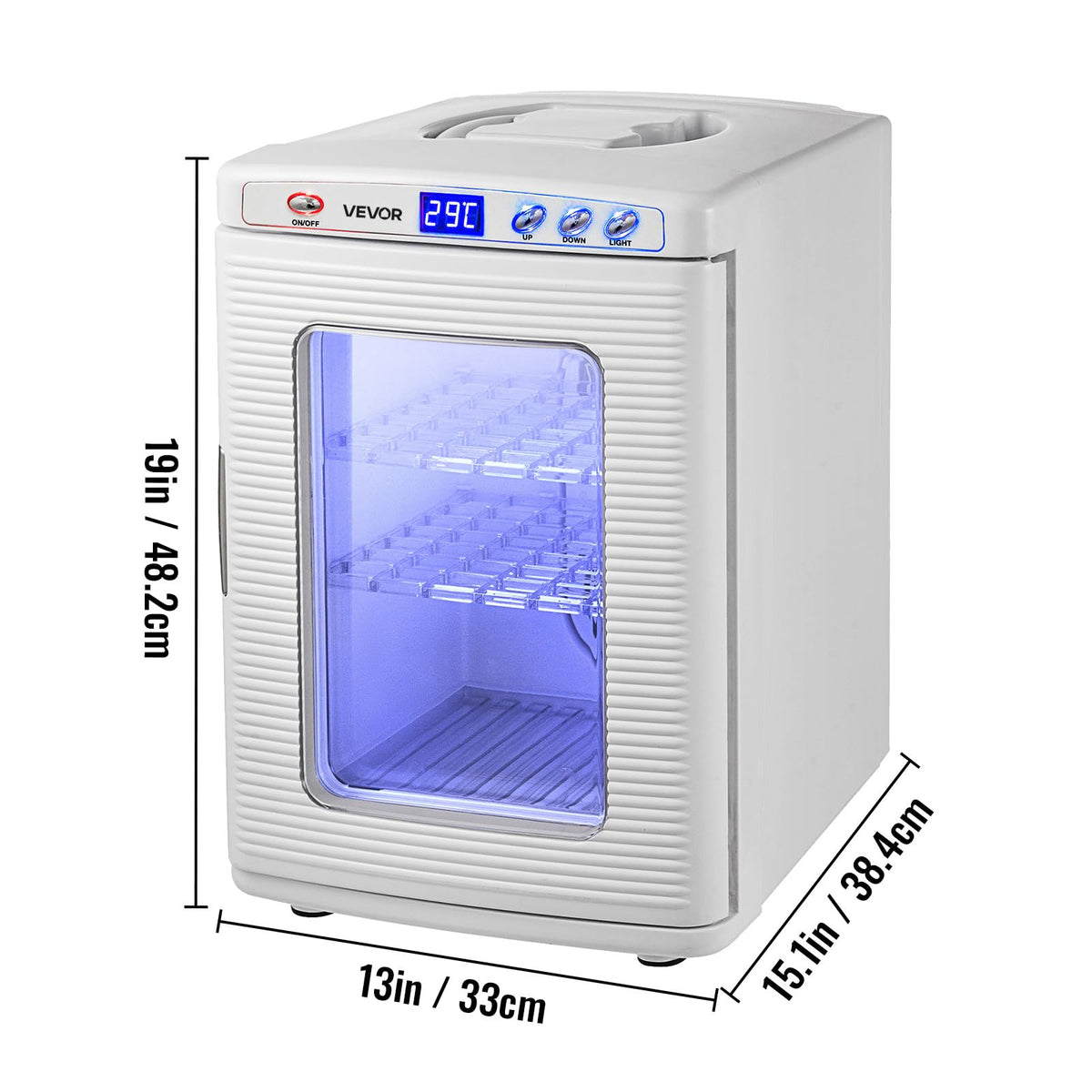 Happybuy White Reptile Incubator 25L Scientific Lab Incubator Digital Incubator Cooling and Heating 5-42°C Reptile Egg Incubator 12V/110V Work for Small Reptiles