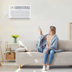 Keystone 8,000 BTU Wall Mounted Air Conditioner with Supplemental Heat and Dehumidifier Function, 115V, Wall AC for Small-Medium Sized Rooms up to 350 Sq.Ft. with Remote, Quiet, High Efficiency AC