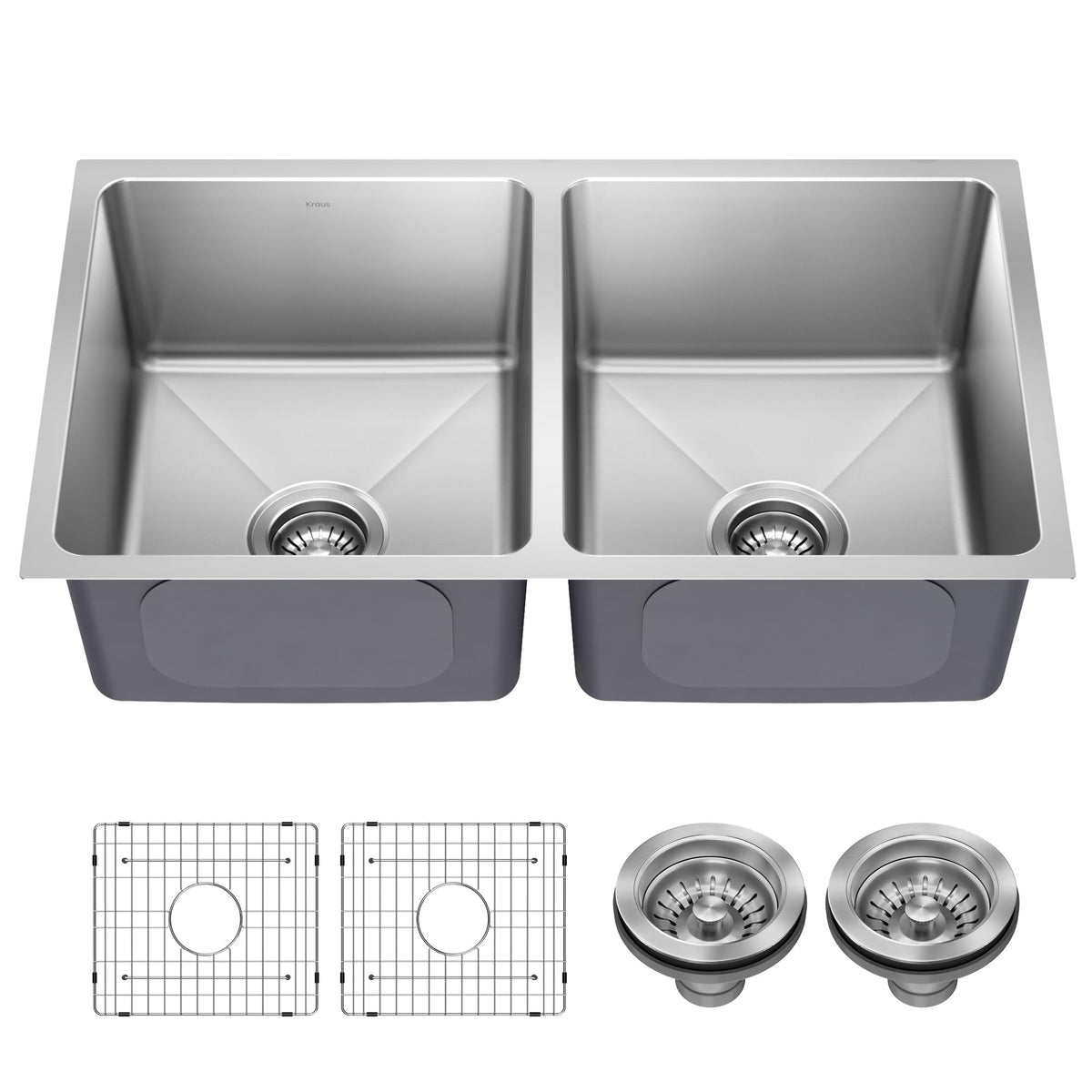 KRAUS Fairlane 33 in Drop In/Top Mount Workstation Single Bowl 18-Gauge Stainless Steel Kitchen Sink with Accessories, KWT610-33