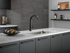 Delta Keele Matte Black Kitchen Faucet with Pull Down Sprayer, Modern Single Hole Kitchen Sink Faucet, Single Handle, Matte Black 19824LF-BL