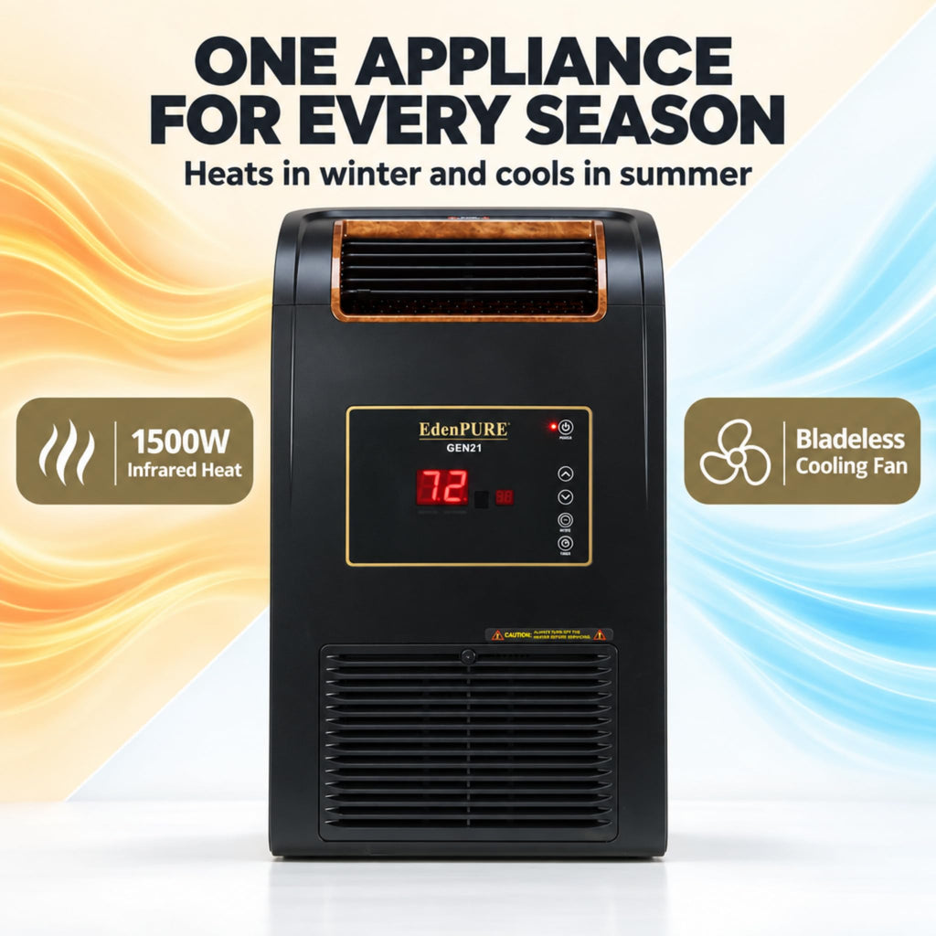 EdenPURE GEN21 Infrared Heater Wall Hugger w/Bladeless Cooling Fan, 1500W