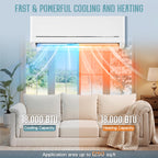 SPECRAFT 18,000 BTU Mini Split Air Conditioner and Heater, Energy-Efficient Inverter, SEER2 18, 220V, Self-Cleaning, Remote & App Control, Quick & Easy Installation, Cooling & Heating for 1250 Sq.Ft.
