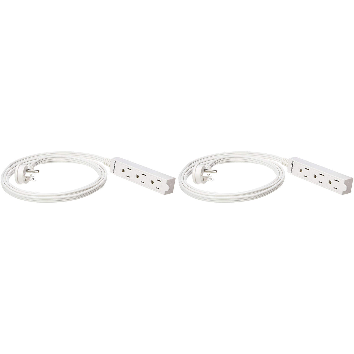Amazon Basics 3-Prong Indoor Rectangle Extension Cord Power Strip, Flat Plug, Space-Saving, Grounded, 13 Amps, 1625 Watts, 125 VAC, White, 2-Count, 6 ft (Pack of 24)