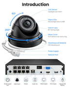 ZOSI 8 Channel 4K NVR with 8 x 5MP PoE Dome Security Camera System, 2TB HDD