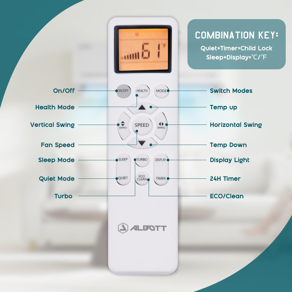Albott 115V Mini Split Air Conditioner & Heat Pump, Wifi Enabled, 12000BTU