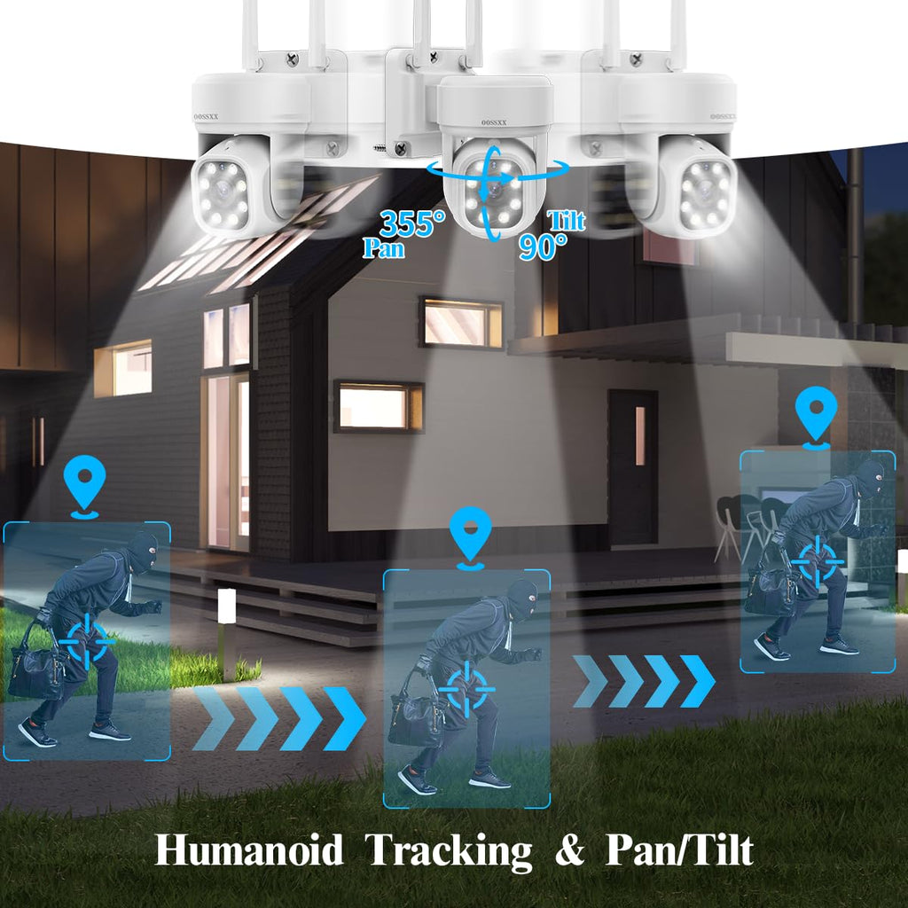 5MP PT Wireless Security Camera System 4Pcs Outdoor Cameras 2TB HDD