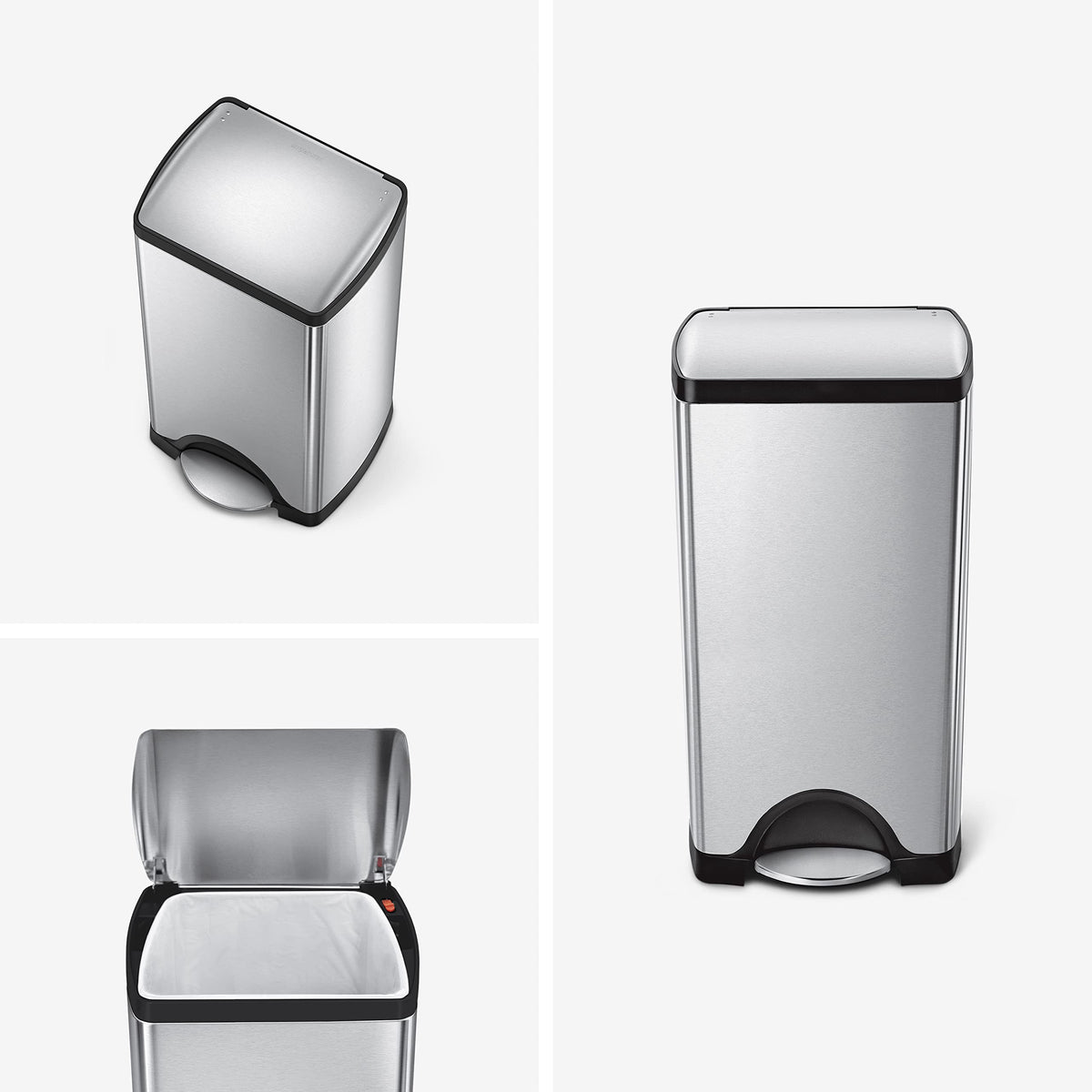 simplehuman 50 Liter / 13.0 Gallon Rectangular Kitchen Step Trash Can, Brushed Stainless Steel