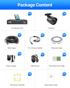 ZOSI 3K Lite Wired Security Camera System, 4 X 2MP CCTV Cameras, 500GB HDD