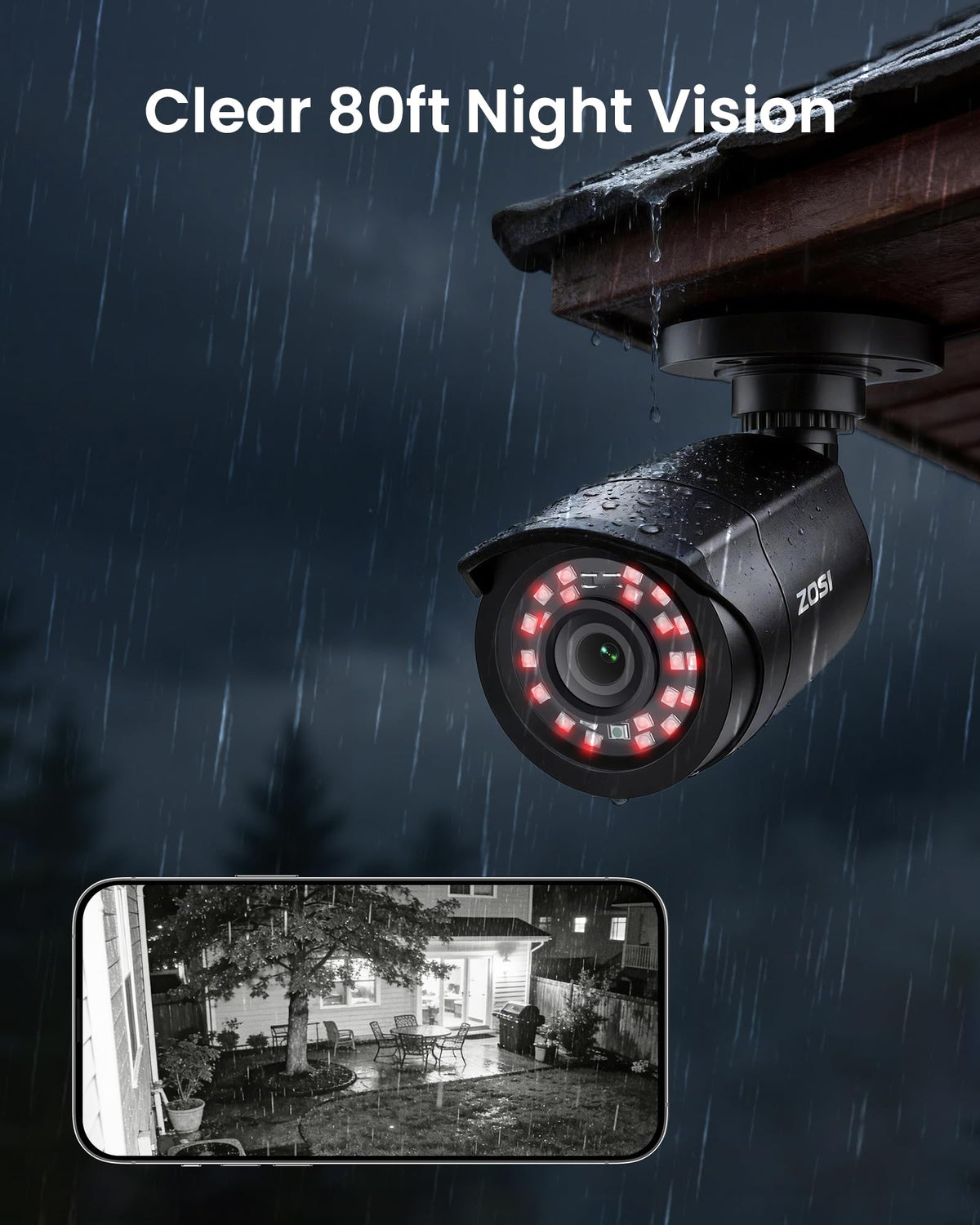 ZOSI 3K Lite Security Camera System Indoor Outdoor,AI Human/Vehicle Detection,Night Vision,Remote Access,4pcs 1080P 1920TVL Weatherproof Surveillance Cameras,H.265+ 8CH 5MP Lite CCTV DVR(NO HDD)