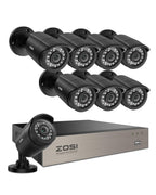 ZOSI 3K Lite 8CH Security Camera System Outdoor with 1TB Hard Drive,AI Human/Vehicle Detection,Night Vision,H.265+ 8 Channel 5MP Lite Video DVR Recorder,8X 1080P HD 1920TVL Weatherproof CCTV Cameras