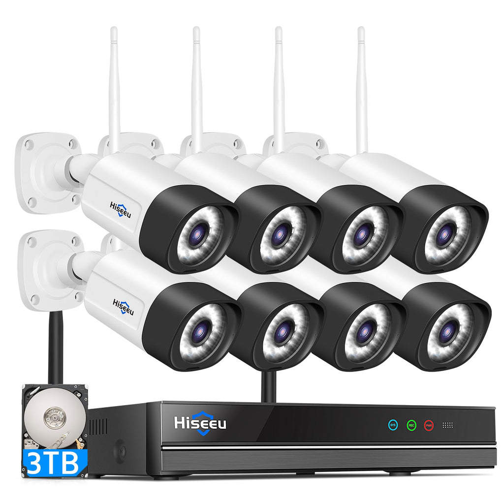 Hiseeu Wireless Security Camera, 5MP WiFi Security Camera System, 500GB HDD