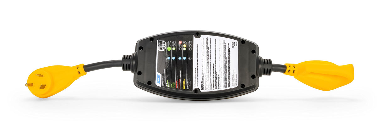 Camco Power Grip Camper/RV 30-Amp Voltage Protector - Features Integrated Surge Protection of Up to 2,800 Joules & Diagnostic LEDs Indicate Wiring Faults (55301)