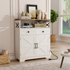 51" Farmhouse Buffet Sideboard Cabinet with Storage, White Kitchen Storage