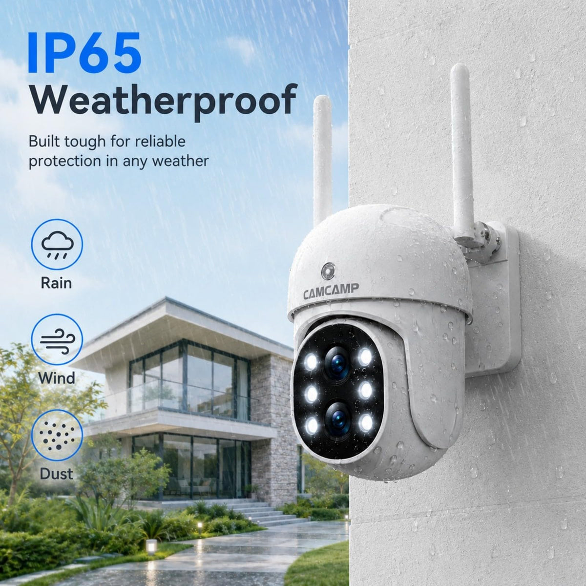 Camcamp Wireless Security Camera System with Monitor, PTZ Plug-in Outdoor