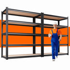 78''H Storage Shelves, Wood Garage Shelving,Adjustable Heavy Duty Shelving Unit,5T Tall Garage Shelves，Wood Metal Standing Shelf Units,Utility Rack for Kitchen 78''H*45.6''W*19.7''D,2-Pack