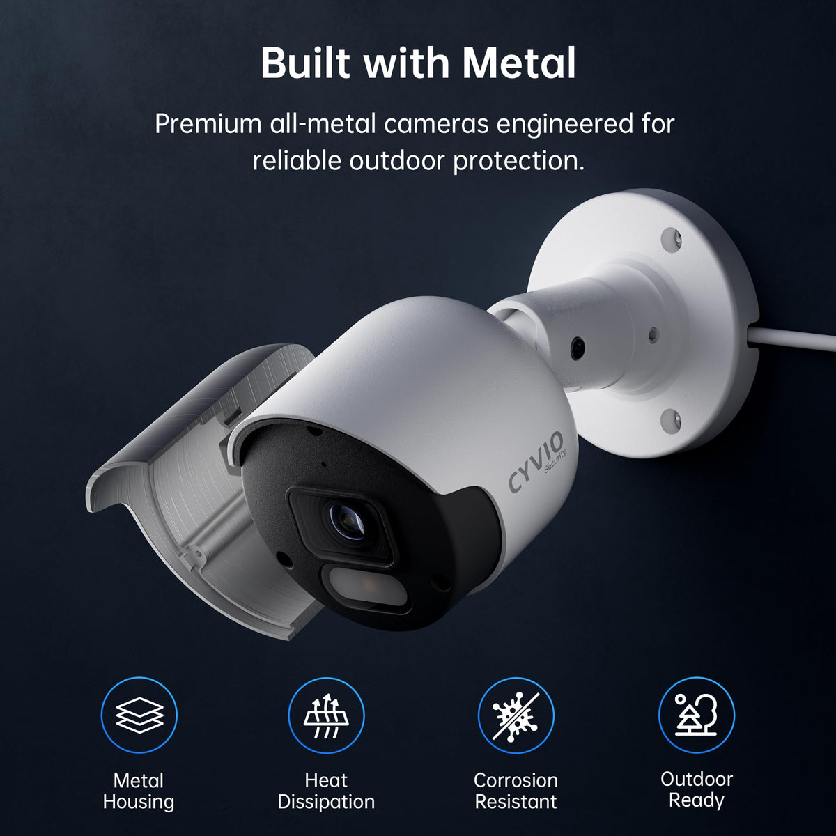 4K PoE Security Camera System, Metal Housing, 2TB HDD NVR, 4-Cam Kit