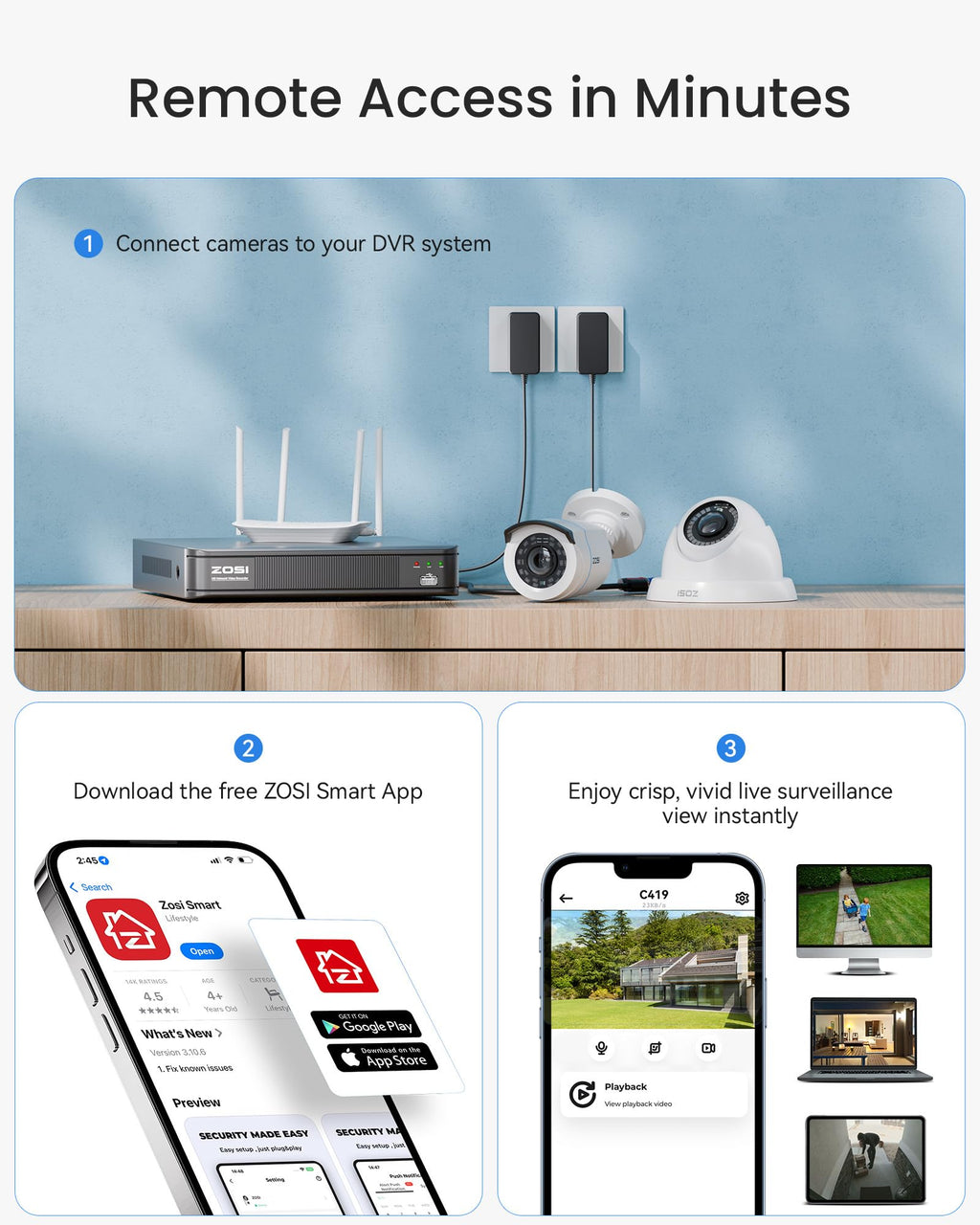 ZOSI 3K Lite 8 Camera Wired Security System Outdoor Indoor, 1TB HDD