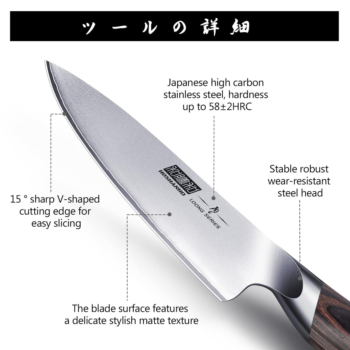 HOSHANHO 7PCS Kitchen Knife Set, Japanese Magnetic Knife Block Set
