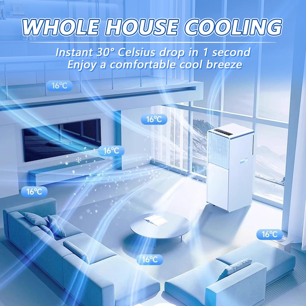 Portable AC Heater and Cooling Unit, 120° Wide Swing, Ultra Quiet Dehumidifier for Office or Bedroom, Remote Control, Energy Efficient All-Season Climate Solution