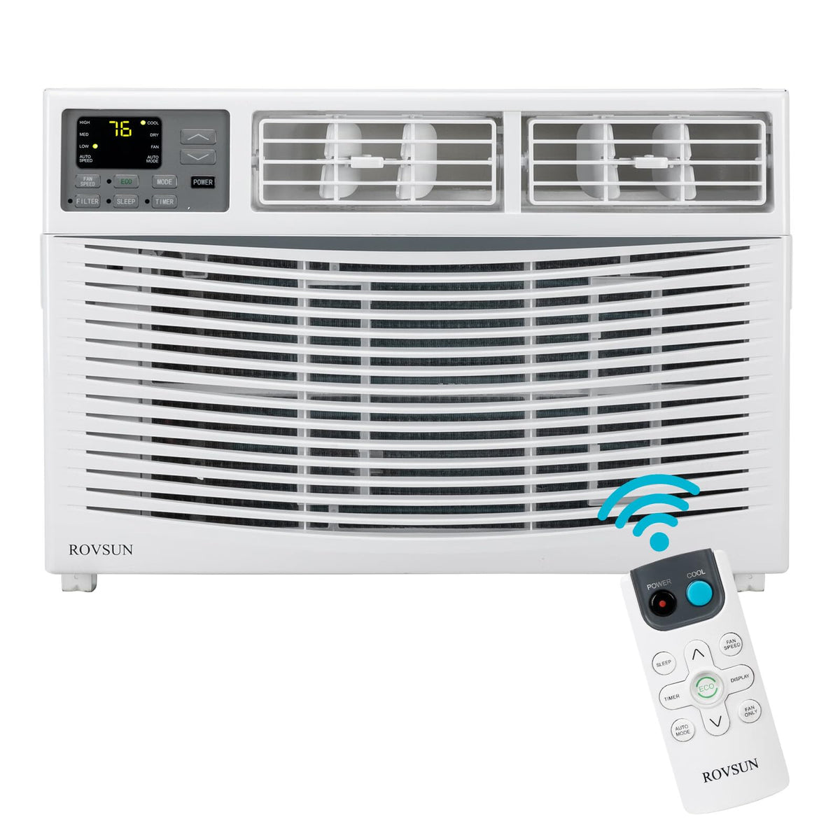 ROVSUN 8000 BTU Air Conditioner Window Unit with Heat, 4-in-1 Window AC Unit Cooler, Heater, Dehumidifier & Fan with Timer, Remote Control & Installation Kit for Rooms up to 350 Sq. Ft, 115V/60Hz