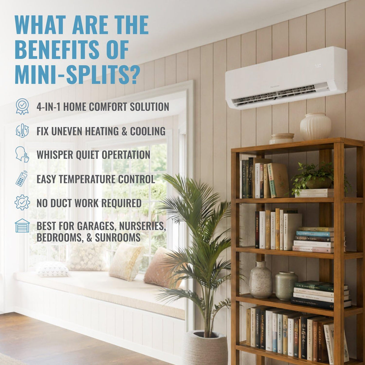 Keystone Core 9,000 Cool/10,000 Heat BTU 115V Mini Split AC, 400 Sq Ft