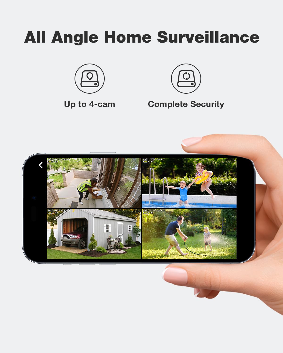 SEHMUA Home Security Camera System, 4MP 360° Full Live View/No Monthly Fee
