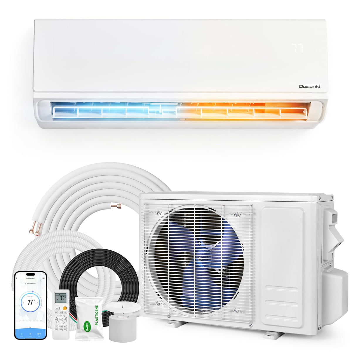 Domanki 12000BTU Mini Split AC/Heating System,Wall Mounted Air Conditioner