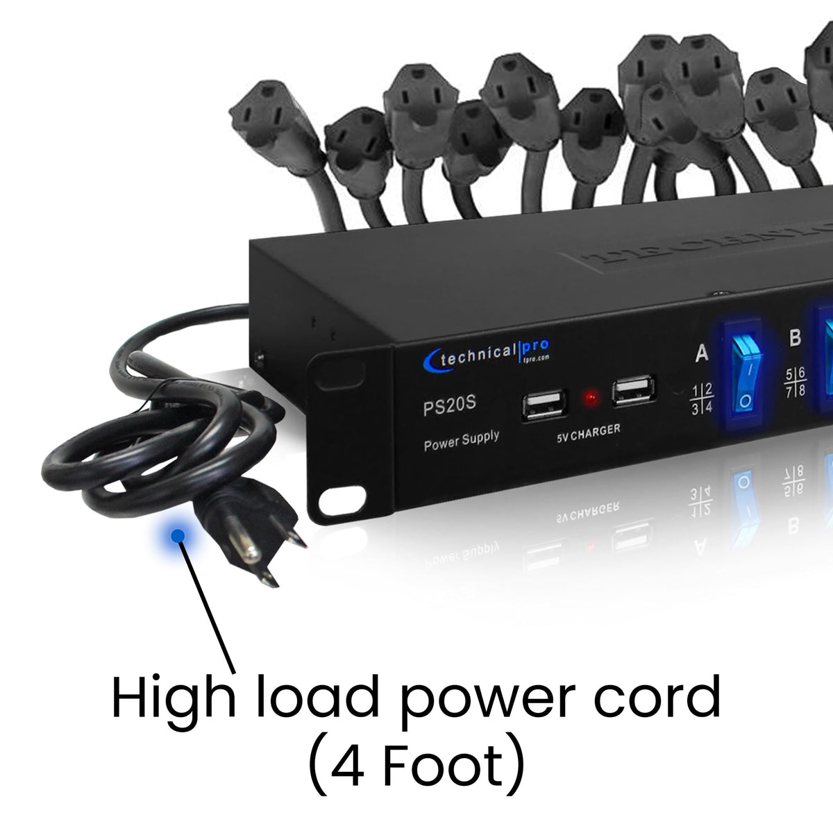 Power Supply Strip Unit Surge Protector, 19" Rack Mount 20 Outlet