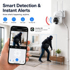 Camcamp Wireless Security Camera System with Monitor, 4 PTZ Outdoor Cameras