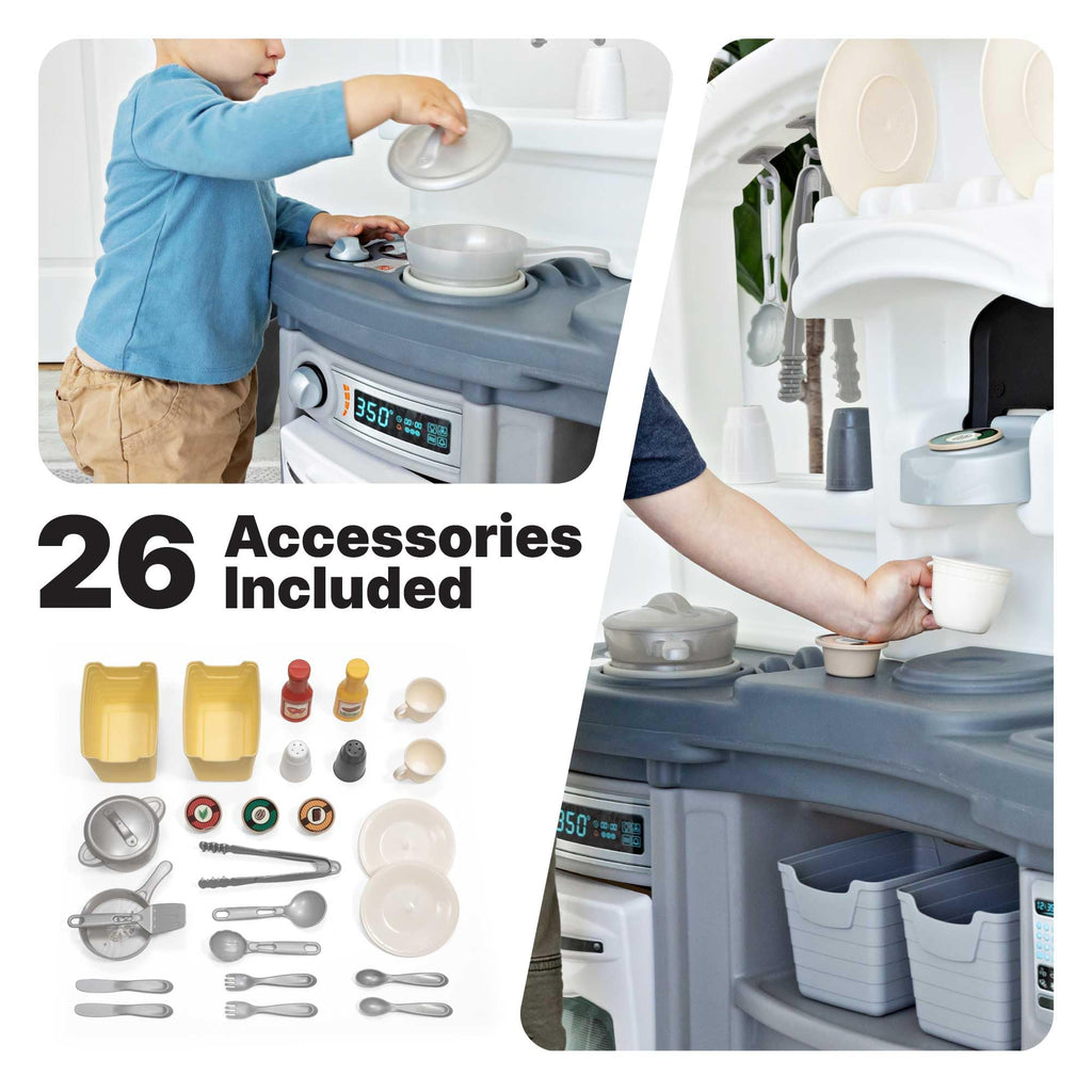 Step2 Fun with Friends Kids Kitchen Playset, Lights & Sounds, Gray