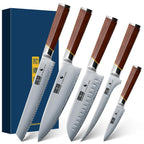 HOSHANHO 7 PCS Kitchen Knife Set, Sharp Japanese Magnetic Knife Block Set