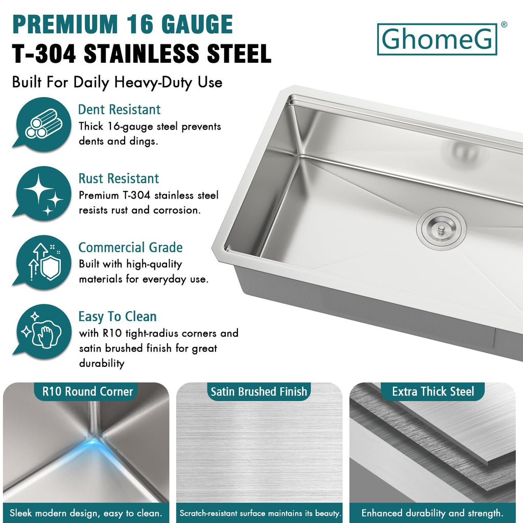 30 Inch Undermount Kitchen Sink Workstation Stainless Steel