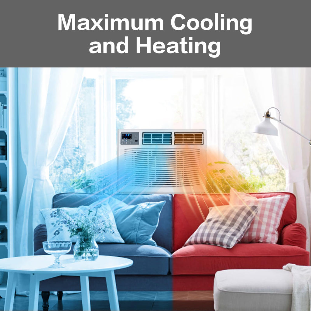 ROVSUN 12000 BTU Air Conditioner Window Unit with Heat, 4-in-1 Window AC Unit Cooler, Heater, Dehumidifier & Fan with Timer, Remote Control & Installation Kit for Rooms up to 550 Sq. Ft, 208/230V