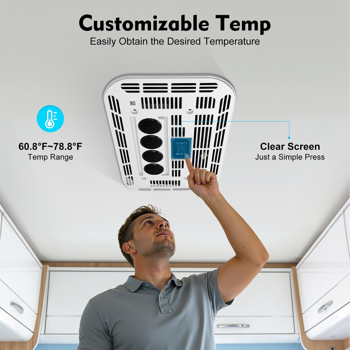 RV Air Conditioner, 12V 10000 BTU Rooftop Air Conditioner for RVs, Trucks, Vans, Campers, Tractor, Scroll Compressor, Low Noise 50dB, Remote Control, Rv Ac Unitfor Truck Camper Excavator