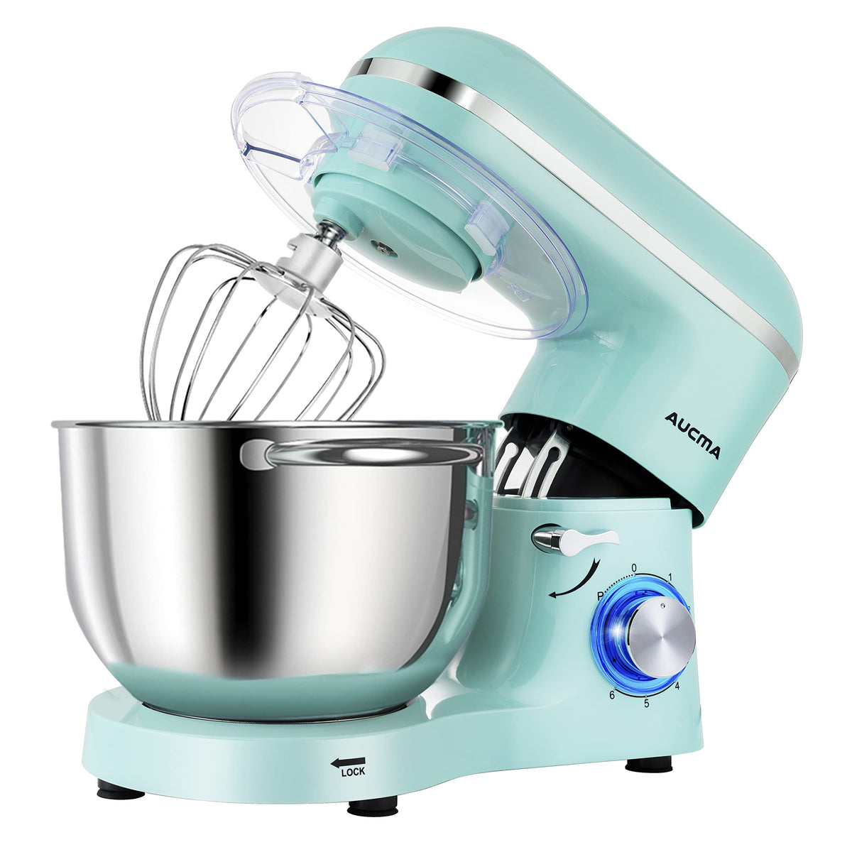 Aucma Stand Mixer,8QT 900W Tilt-Head Food Mixer, Kitchen Electric Mixer with Dough Hook, Wire Whip & Beater (Gray, 8QT)