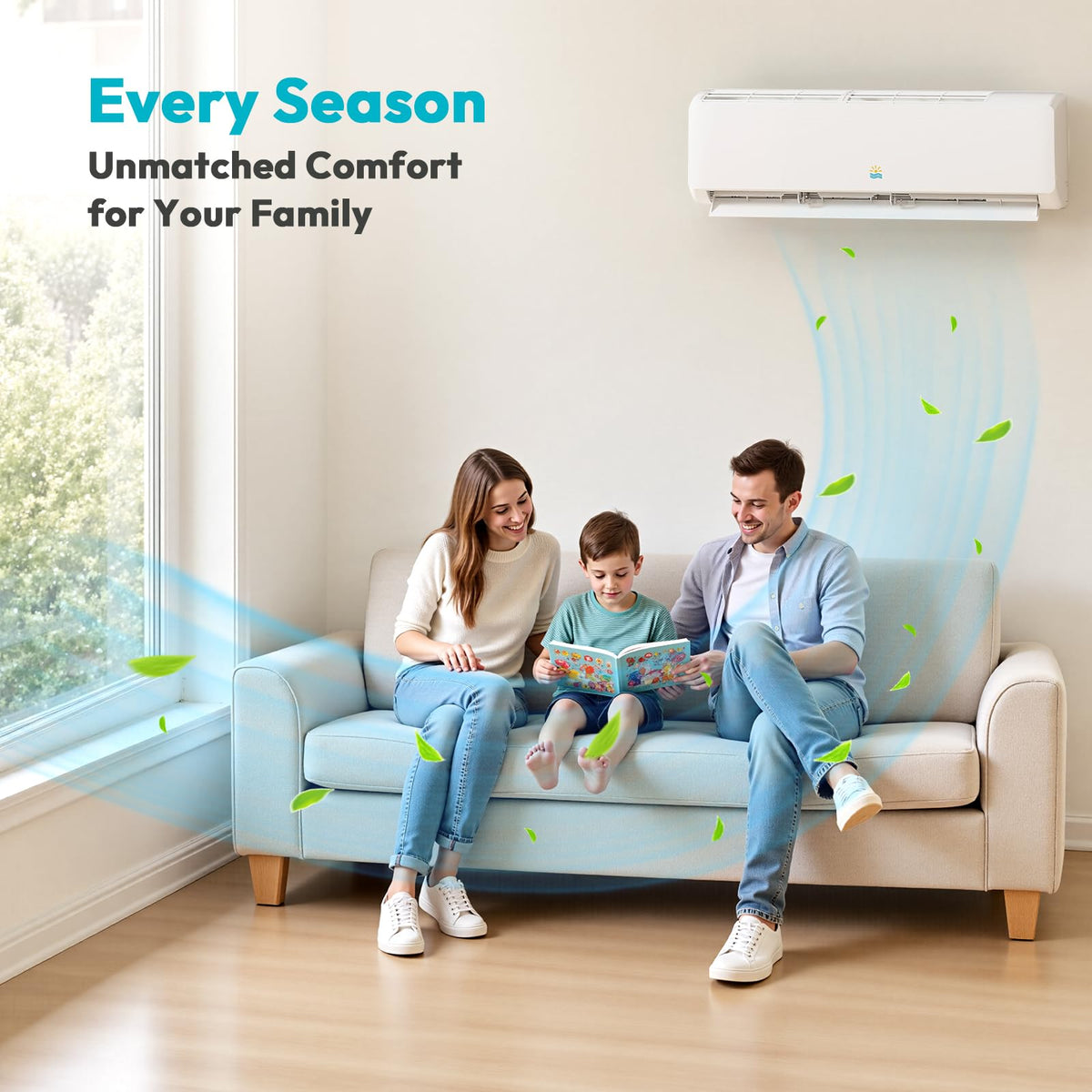 Mini Split AC/Heating System - 19 SEER2 9000 BTU Mini Split AC Unit Inverter Heating and Cooling, 115v Energy Efficient Ductless Air Conditioner Up to 550sq.ft, 24H Timer, Installation Kit