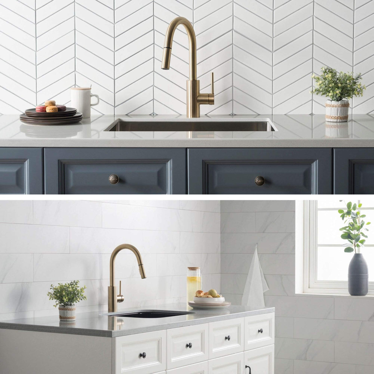 KRAUS Spot Free Brushed Brass Pull Down Kitchen Faucet KPF-2620BB