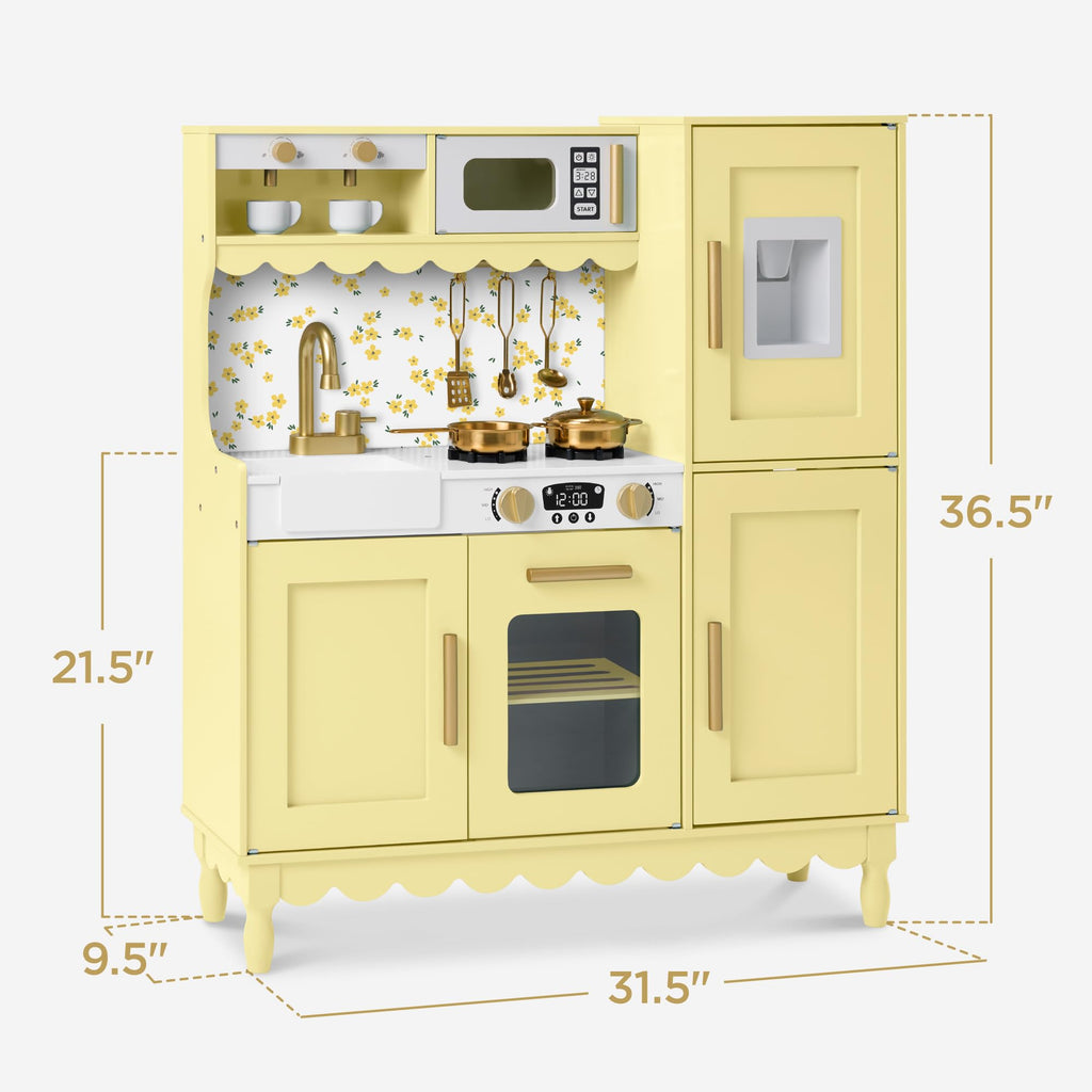 Best Choice Products Deluxe Kids Cottage Play Kitchen for Toddlers, Butter