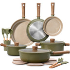 CAROTE Pots and Pans Set Nonstick Ceramic Cookware Sets 21 Pieces Green