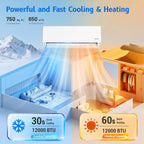 Domanki 12000BTU Mini Split AC/Heating System,Wall Mounted Air Conditioner