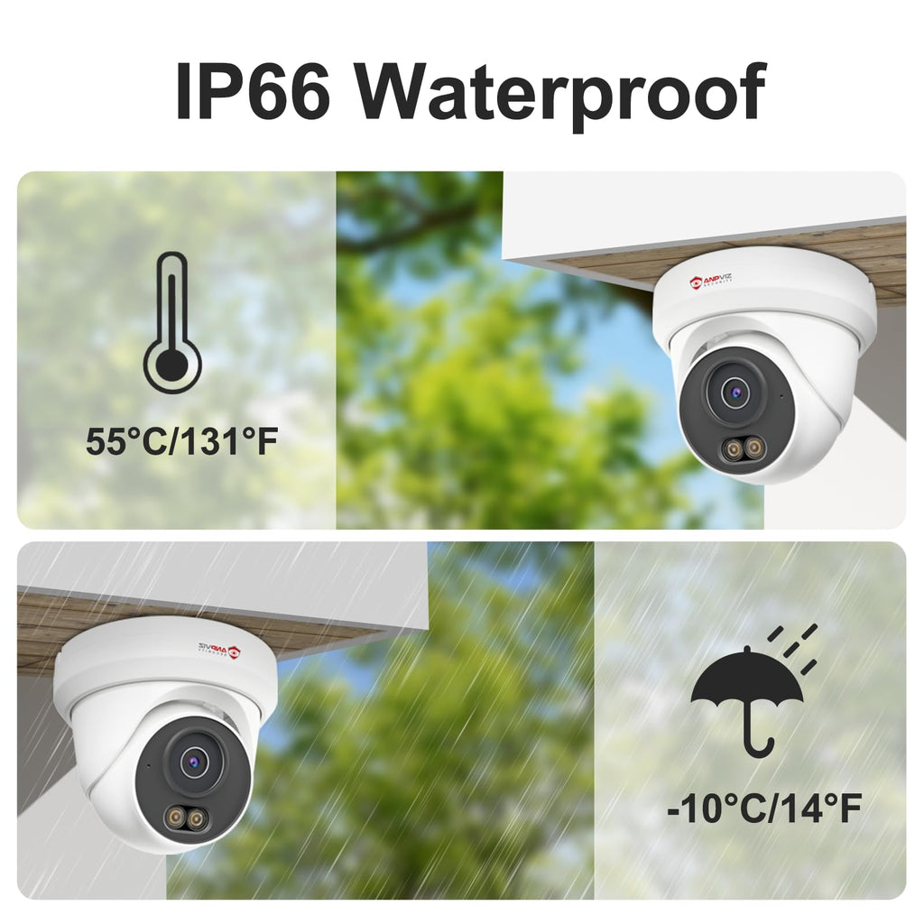 Anpviz 8CH 4K PoE Security Camera System, 6pcs 8MP Wired PoE IP Cameras