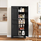 Metal Pantry Storage Cabinets with Doors and Shelves,75" Tall White