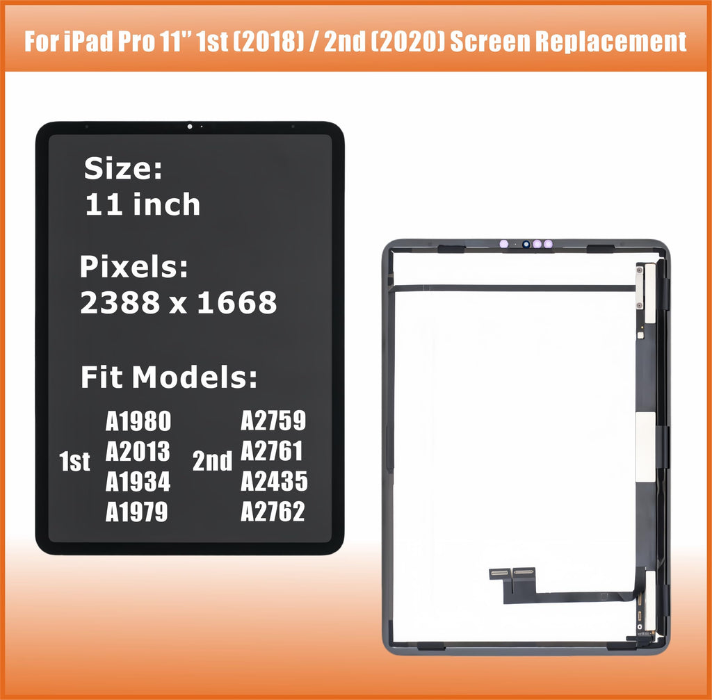 ZTR Screen Replacement for iPad Pro 11 1st Gen 2018/2nd Gen 2020 LCD Display Digitizer Touch Screen Assembly with Repair Tools (11 inch-A1980 A2013 A1934 A1979 A2068 A2230 A2228 A2231)