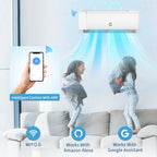 19 SEER2 24,000 BTU Mini Split AC & Heating System – 230V Inverter, Covers Up to 1,500 sq. ft., WiFi & Remote Control, Low Noise, Energy-Efficient Ductless Air Conditioner for Home