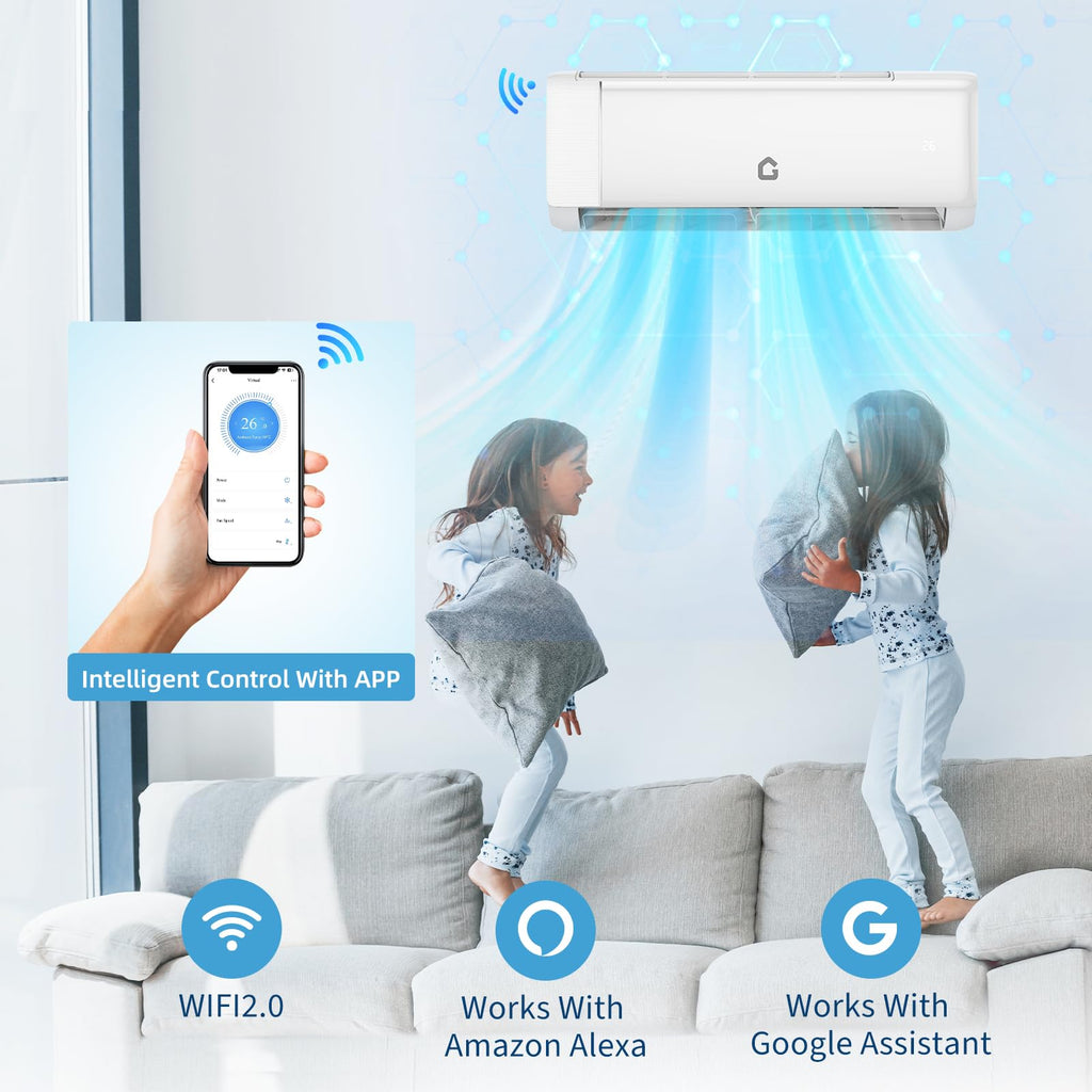 9000 BTU Mini Split AC,230 V 18.5 SEER2 Inverter Heat Pump for to 450 Sq Ft