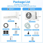 Bonnlo 9000 BTU Mini Split AC/Heating System, 19SEER2 Inverter Ductless Wall AC Unit, Energy Efficient Air Conditioner with Pre-Charged Condenser & Installation Kit, Cools Up to 450 Sq. Ft, 115V