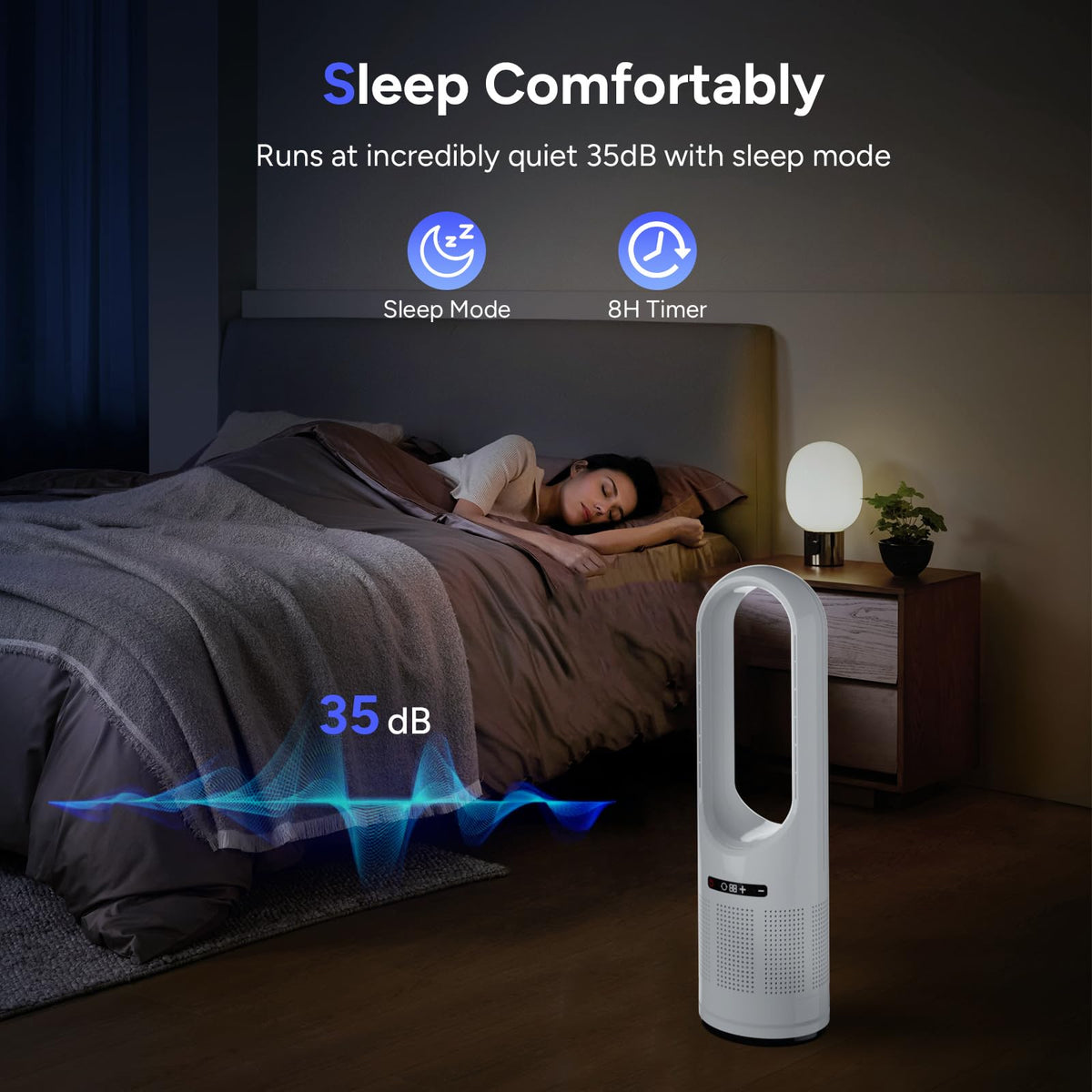 3 IN 1 Tower Fan, 31.5Inch Cooling & Heating Bladeless Fan with HEPA Filter 99.97%, Heater Fan Floor Fan Combo 80° Oscillating with Remote, 8H Timer for Indoor, Bedroom, Home Office Room