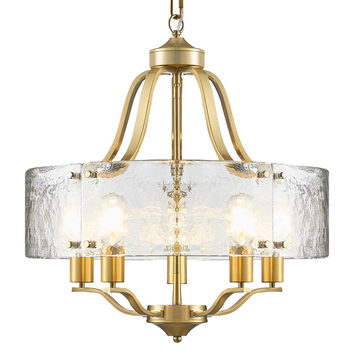 20.4'' Brushed Nickel Glass Chandeliers for Dining Room Light Fixture