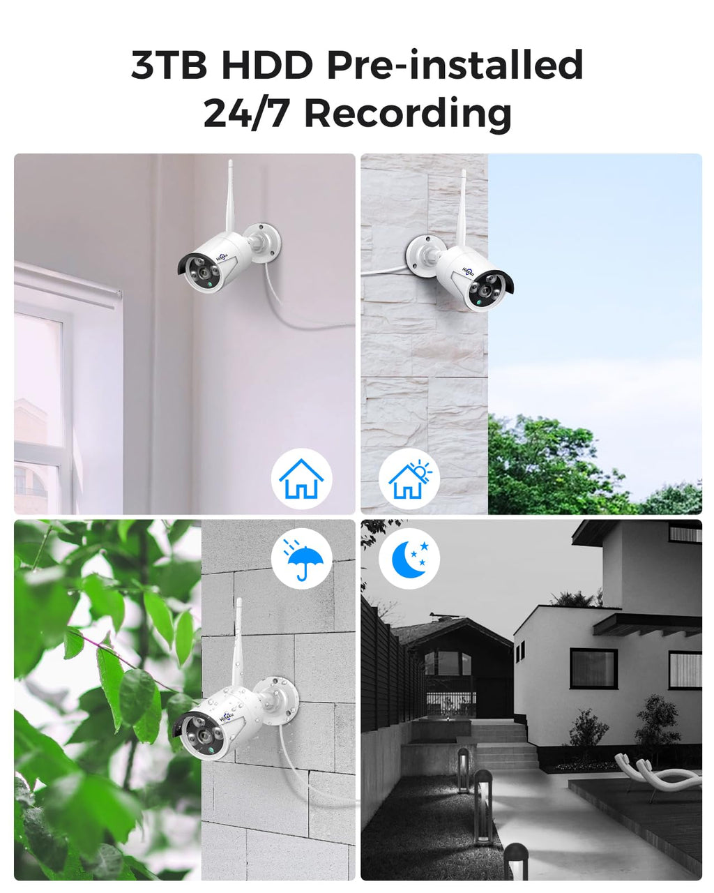 Hiseeu 3MP CCTV Home Security Camera System Outdoor, 2.4G/5G Wireless WiFi