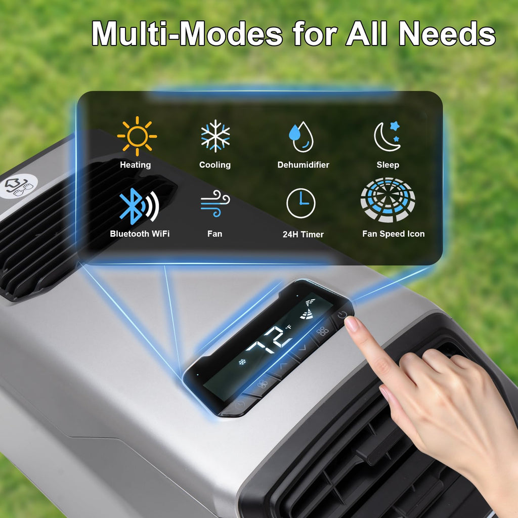Portable Camping Air Conditioner, 6800BTU Cool & 7500BTU Heat Tent Air Conditioning for RV Trucks, Road trips, Camping and Parking Cooling Outdoor Use